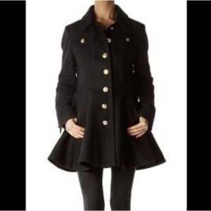 Laundry by shelli segal black peplum wool blend military jacket coat size 8